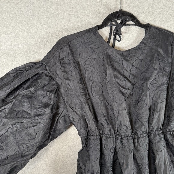 Kika Vargas Women's Target Black Midi Dress Size XS Textured Floral Print - Picture 2 of 8